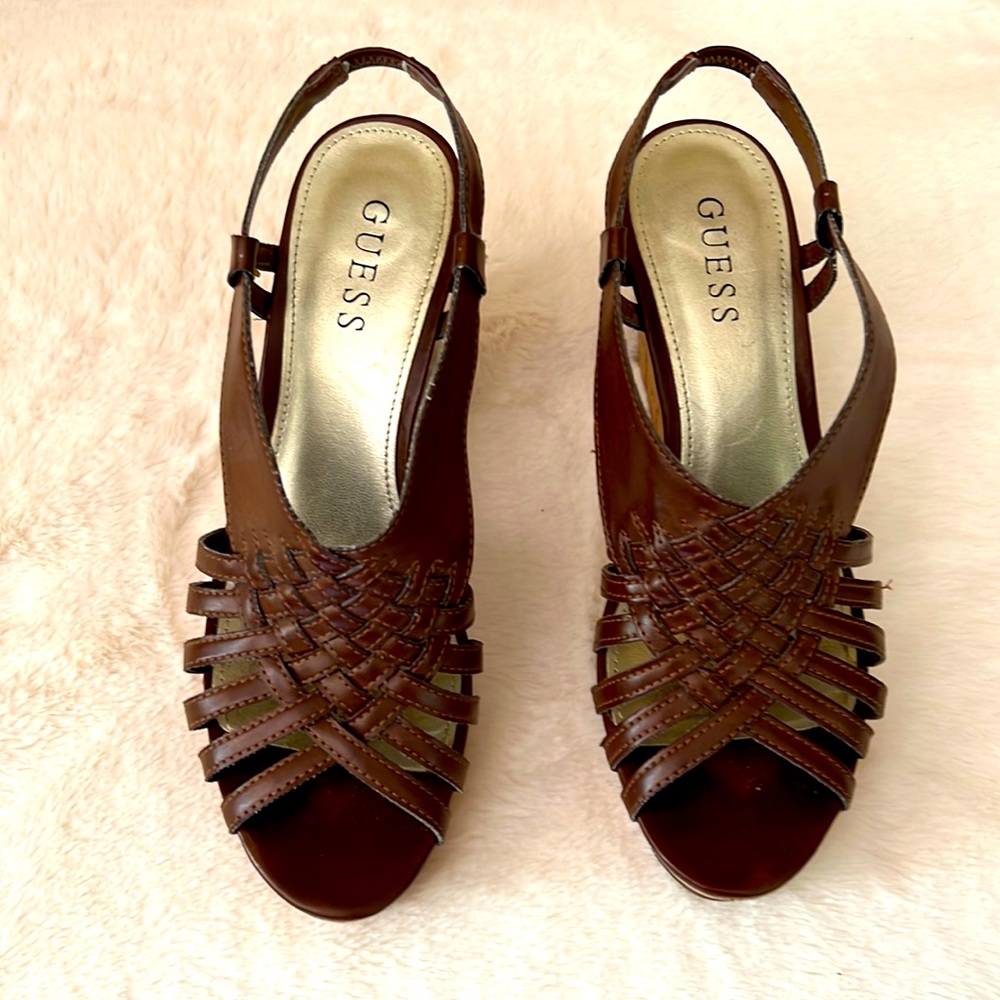 Guess brown wedge sandals